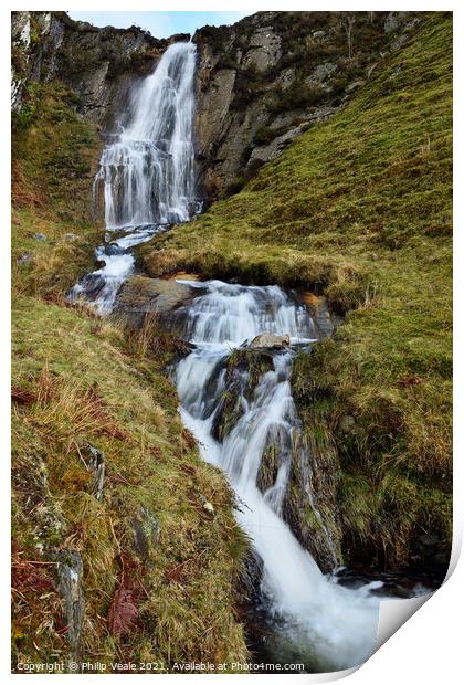 Enigmatic Esgair Cloddiad Waterfall Print by Philip Veale