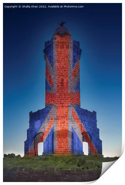 Darwen/Jubilee Tower, Lancashire - Light Painted with the Union Jack Print by Shafiq Khan