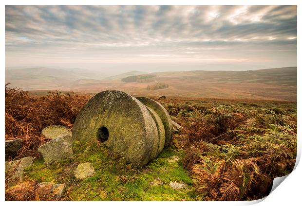 Abandoned Millstones in the Peak District Print by Chantal Cooper