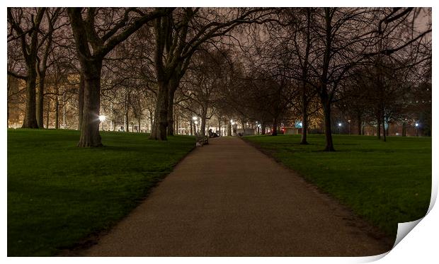 St. James' Park at night Print by Nick Sayce