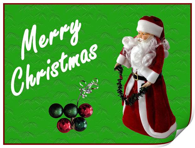  Christmas theme - greetings image with santa. Print by Geoff Childs