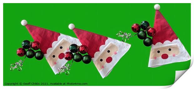  Christmas theme image with santa hats. Print by Geoff Childs