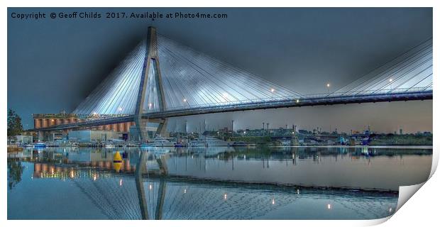   Anzac Bridge by Moonlight. Print by Geoff Childs