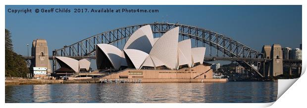 Sydney Harbour Bridge, city landscape Print by Geoff Childs