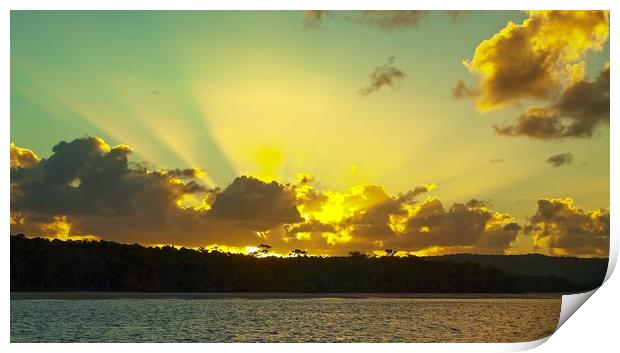  Golden rays sunrise seascape Australia Print by Geoff Childs
