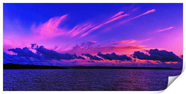 Pink splendour a coastal fantasy sunrise. Print by Geoff Childs