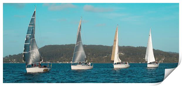 Yachts Racing Print by Geoff Childs