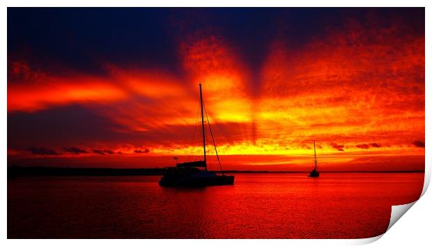 Crimson Ocean Sunbeams Australia. Print by Geoff Childs