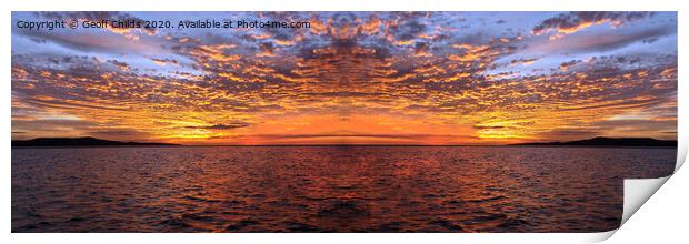 Orange Sunset Seascape, Lake Macquarie. Print by Geoff Childs
