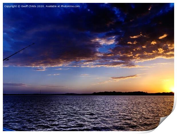  Sunset over water with reflections. Print by Geoff Childs