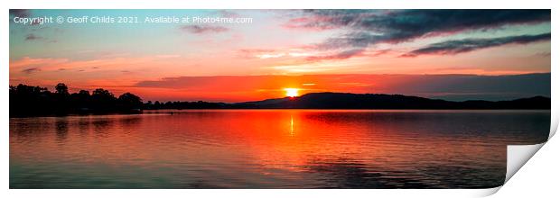 Red sunrise seascape reflections, Gosford. Print by Geoff Childs