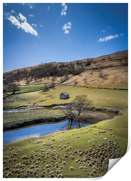 A bend in the river, Yorkshire Dales. Print by Chris North
