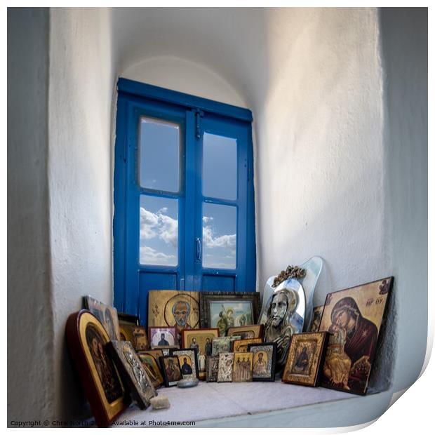Religious icons in Saint Georges church, Platis Gialos, Sifnos. Print by Chris North