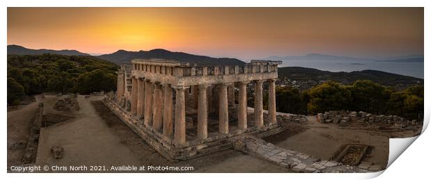 The Temple of Aphaia at sunset. Print by Chris North
