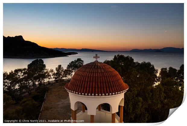 Church of Agios Sozon at Sunset. Print by Chris North