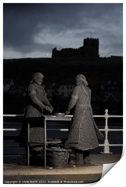 The Whitby Herring girls statue. Print by Chris North