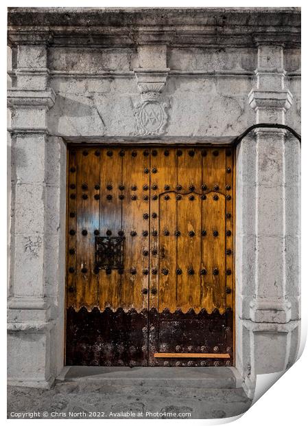 Antique Spanish door. Print by Chris North