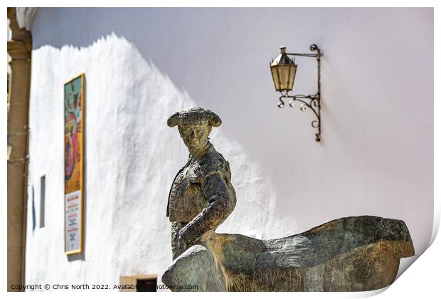 Statue of a matador, Torero, in Ronda. Print by Chris North