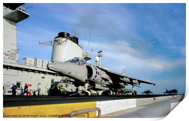 GR7 Harrier about to launch. Print by Chris North