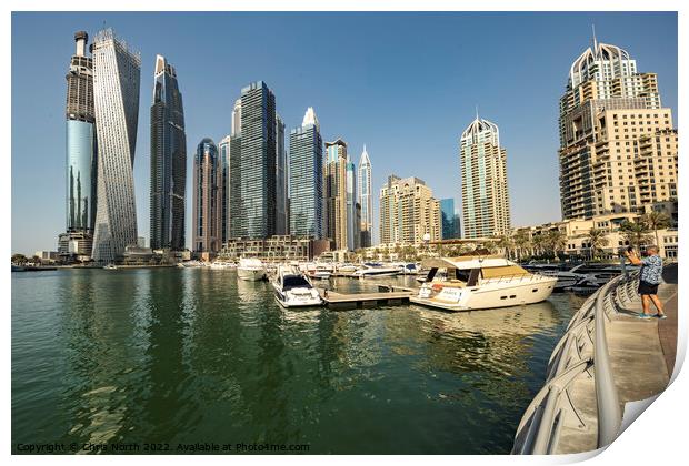 Skyscraper apartments at Dubai Marina Print by Chris North