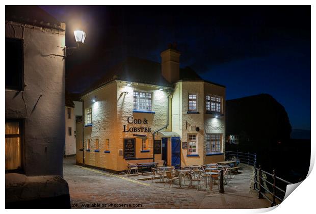 The Cod and Lobster pub in Staithes. Print by Chris North