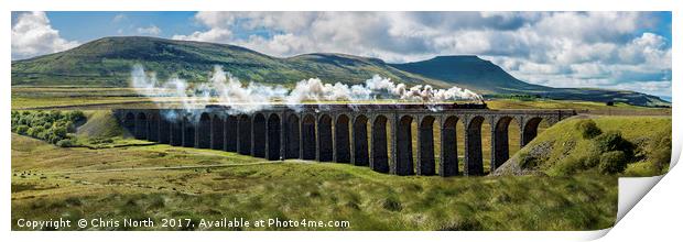 Ribblehead viaduct and the Waverley Steam train. Print by Chris North