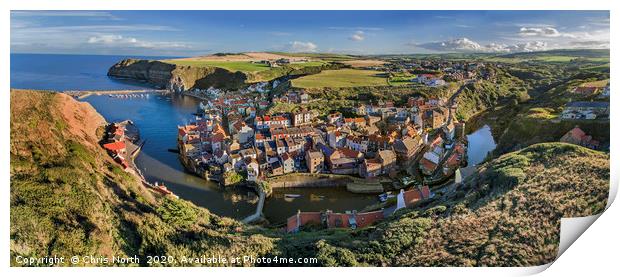 Staithes harbour and village. Print by Chris North
