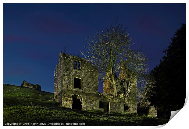Ruined farmhouse in the Yorkshire Dales. Print by Chris North