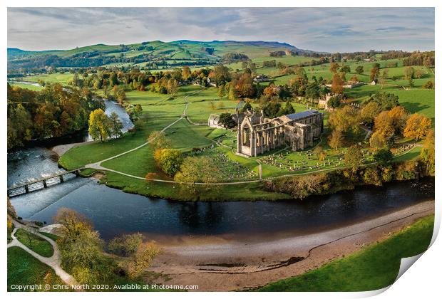 Bolton Abbey, in the Yorkshire Dales. Print by Chris North