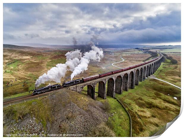 Ribblehead Viaduct and the Winter Cumbrian Mountai Print by Chris North
