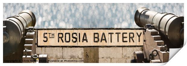 5th Rosia  gun battery, Gibraltar. Print by Chris North