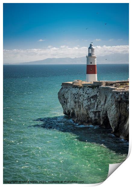 The Europa Point Lighthouse, Gibraltar. Print by Chris North