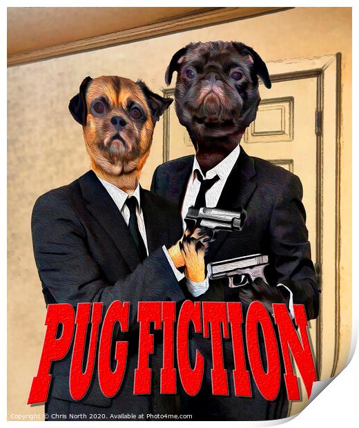 Pug Fiction. Print by Chris North