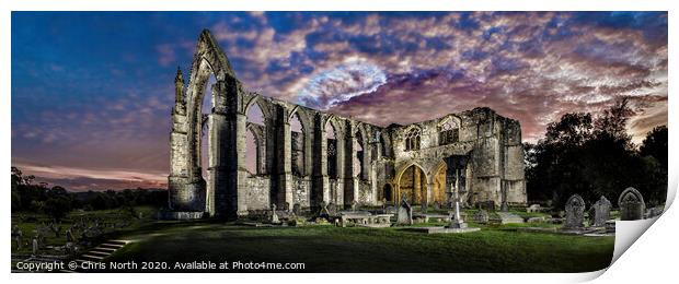 Bolton Abbey at Dusk. Print by Chris North