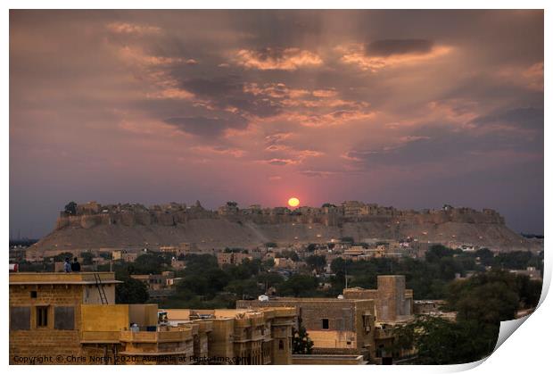 Sunset at Jaisalmer Fort, India. Print by Chris North