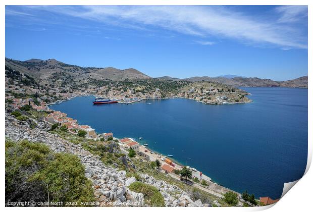 Symi Harbour. Print by Chris North