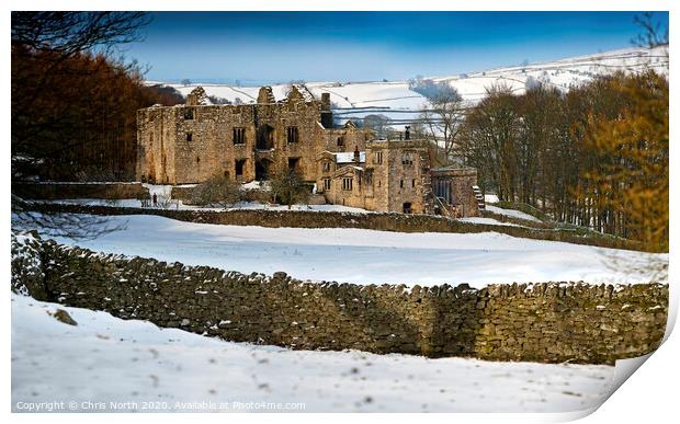Barden Tower in winter. Print by Chris North