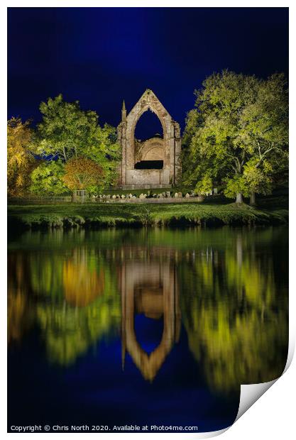 Bolton Abbey and the river Wharfe.. Print by Chris North