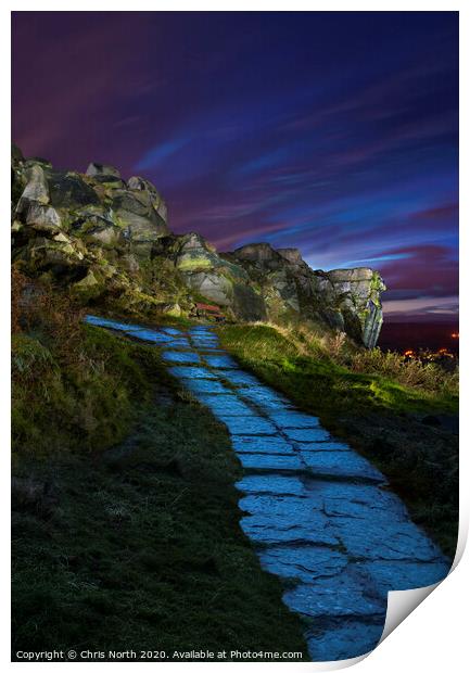 Footpath to the Cow and Calf, Ilkley Moor.. Print by Chris North