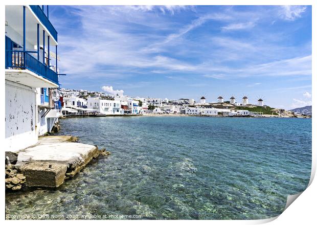 Mykonos waterfront. Print by Chris North