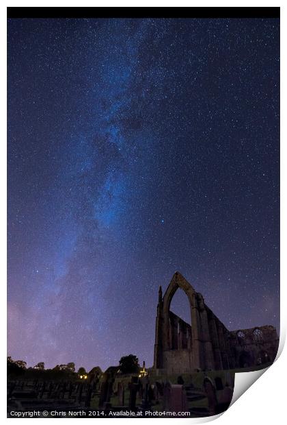 Milky Way above Bolton Abbey in Wharfedale. Print by Chris North