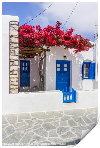 Cottage at Folegandros Print by Chris North