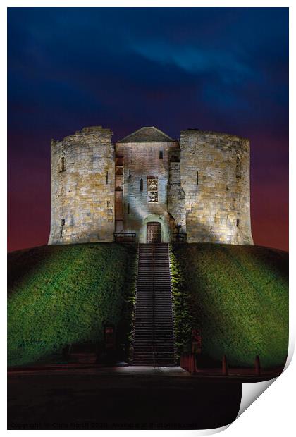 Clifford's Tower in York. Print by Chris North