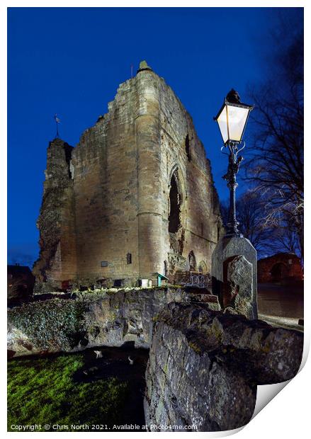 Knaresborough Castle at night. Print by Chris North