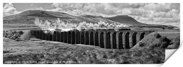 Ribblehead viaduct and the Waverley Steam train. Print by Chris North