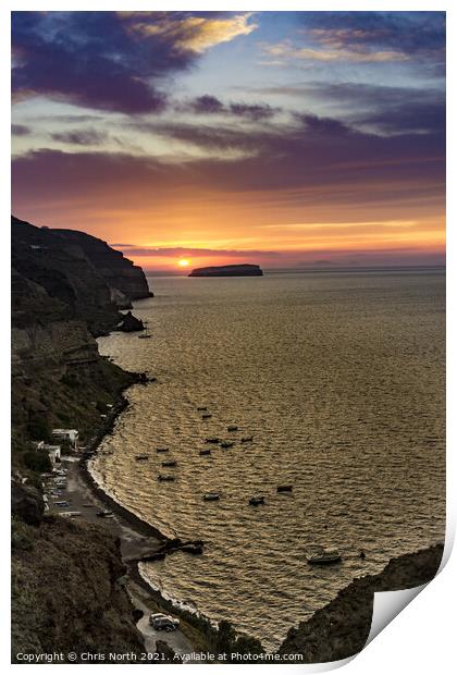 Sunset over Santorini, Print by Chris North