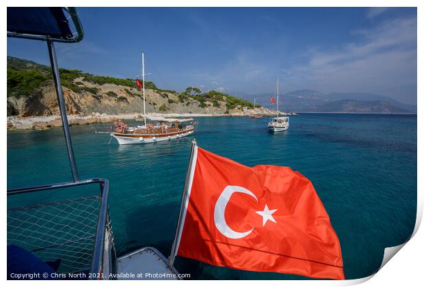 Gulet near Kalkan, turkey. Print by Chris North