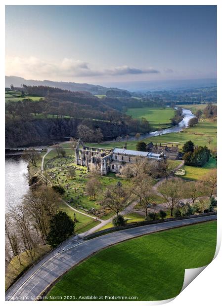 Early morning light at Bolton Abbey, Yorkshire. Print by Chris North