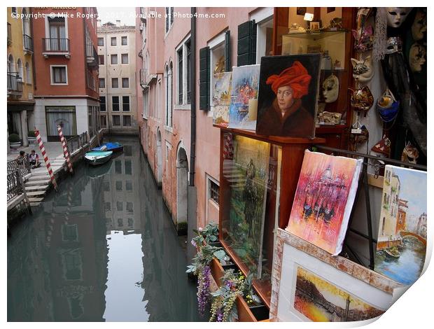 Art on a Venice canal                              Print by Mike Rogers