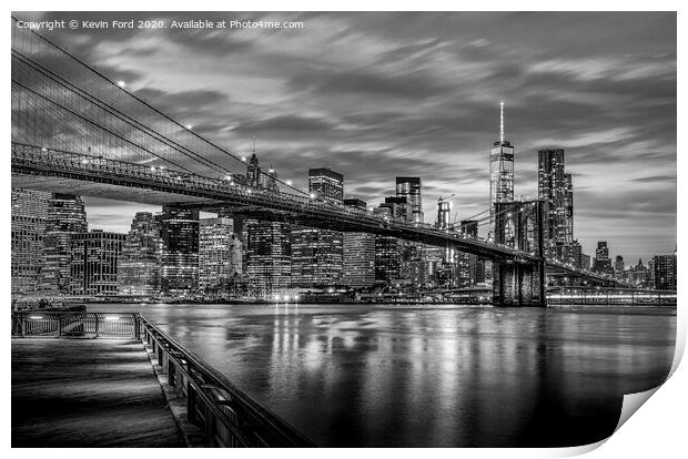 Brooklyn Bridge and Manhattan Print by Kevin Ford